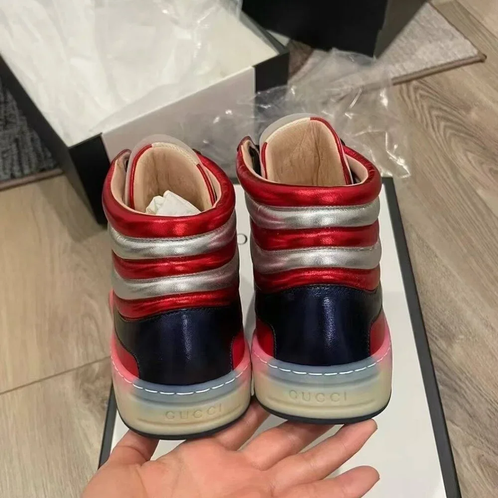 NIB Authentic Gucci Leather High 'Metallic Red'